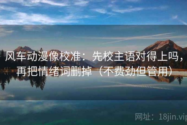 风车动漫像校准：先校主语对得上吗，再把情绪词删掉（不费劲但管用）