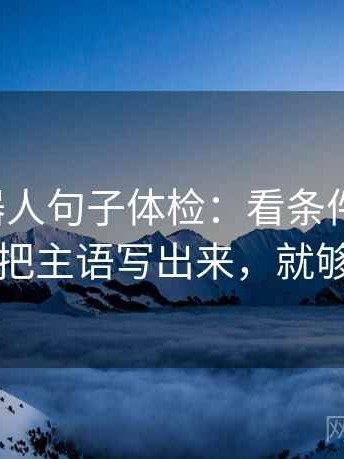 爱看机器人句子体检：看条件缺几项，做把主语写出来，就够了